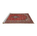 Sideview of Machine Washable Traditional Light Copper Gold Rug, wshtr2914