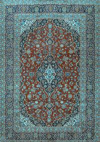 Medallion Light Blue Traditional Rug, tr2914lblu