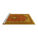 Sideview of Machine Washable Medallion Yellow Traditional Rug, wshtr2914yw