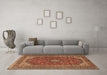 Machine Washable Medallion Brown Traditional Rug in a Living Room,, wshtr2914brn