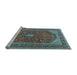 Sideview of Machine Washable Medallion Light Blue Traditional Rug, wshtr2914lblu