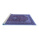 Sideview of Machine Washable Medallion Blue Traditional Rug, wshtr2914blu