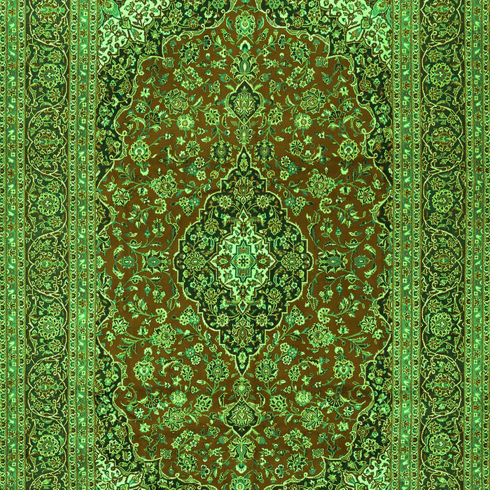 Serging Thickness of Machine Washable Medallion Green Traditional Area Rugs, wshtr2914grn