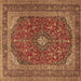 Square Medallion Brown Traditional Rug, tr2914brn