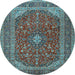 Round Medallion Light Blue Traditional Rug, tr2914lblu