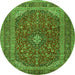 Machine Washable Medallion Green Traditional Area Rugs, wshtr2914grn