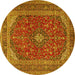 Round Medallion Yellow Traditional Rug, tr2914yw