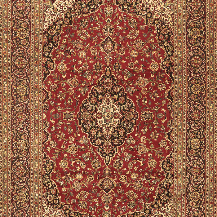 Machine Washable Medallion Brown Traditional Rug, wshtr2914brn