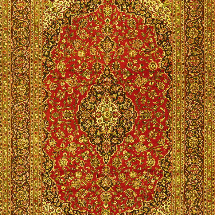 Machine Washable Medallion Yellow Traditional Rug, wshtr2914yw