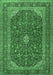 Machine Washable Medallion Emerald Green Traditional Area Rugs, wshtr2914emgrn