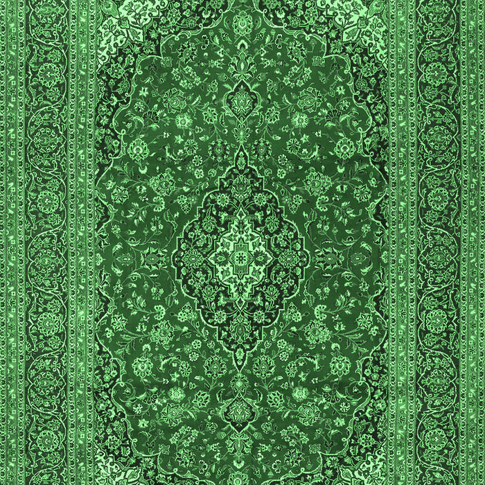 Machine Washable Medallion Emerald Green Traditional Area Rugs, wshtr2914emgrn