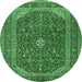 Round Medallion Emerald Green Traditional Rug, tr2914emgrn