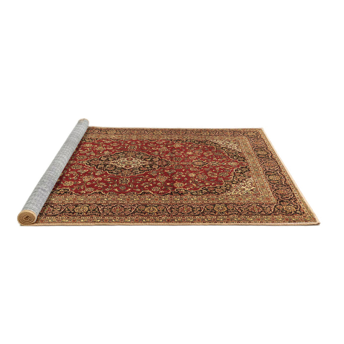 Sideview of Machine Washable Medallion Brown Traditional Rug, wshtr2914brn