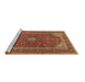 Sideview of Machine Washable Medallion Brown Traditional Rug, wshtr2914brn