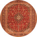 Machine Washable Medallion Orange Traditional Area Rugs, wshtr2914org