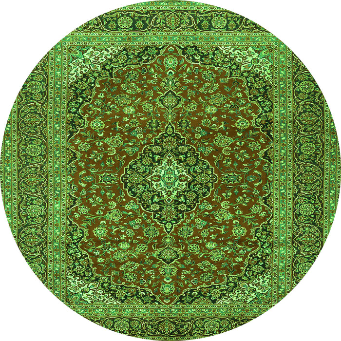 Square Medallion Green Traditional Rug, tr2914grn