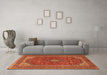 Machine Washable Medallion Orange Traditional Area Rugs in a Living Room, wshtr2914org