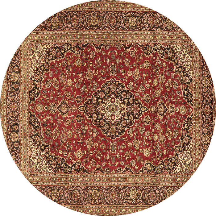 Round Medallion Brown Traditional Rug, tr2914brn