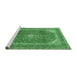 Sideview of Machine Washable Medallion Emerald Green Traditional Area Rugs, wshtr2915emgrn