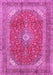 Machine Washable Medallion Pink Traditional Rug, wshtr2915pnk