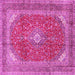 Square Machine Washable Medallion Pink Traditional Rug, wshtr2915pnk