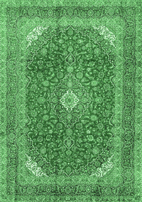 Medallion Emerald Green Traditional Rug, tr2915emgrn