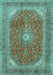 Machine Washable Medallion Turquoise Traditional Area Rugs, wshtr2915turq