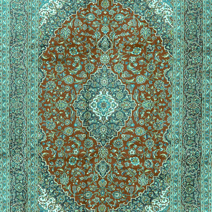 Machine Washable Medallion Turquoise Traditional Area Rugs, wshtr2915turq