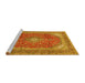 Sideview of Machine Washable Medallion Yellow Traditional Rug, wshtr2915yw