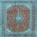 Square Medallion Light Blue Traditional Rug, tr2915lblu