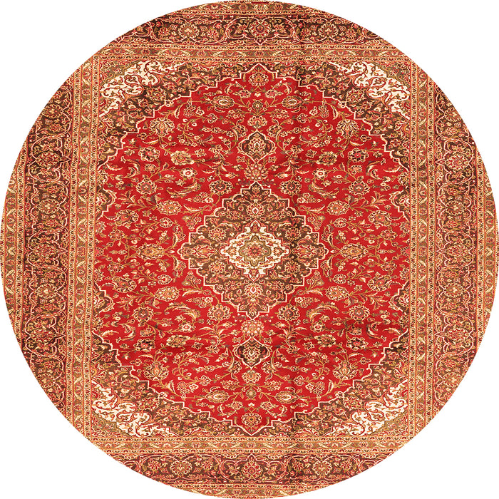 Machine Washable Medallion Orange Traditional Area Rugs, wshtr2915org