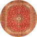 Machine Washable Medallion Orange Traditional Area Rugs, wshtr2915org