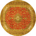 Round Medallion Yellow Traditional Rug, tr2915yw