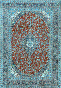 Medallion Light Blue Traditional Rug, tr2915lblu