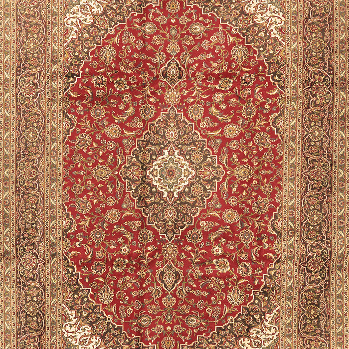 Machine Washable Medallion Brown Traditional Rug, wshtr2915brn
