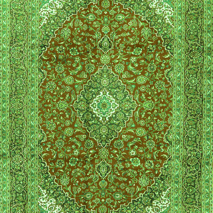 Serging Thickness of Machine Washable Medallion Green Traditional Area Rugs, wshtr2915grn