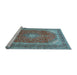 Sideview of Machine Washable Medallion Light Blue Traditional Rug, wshtr2915lblu