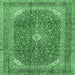 Square Medallion Emerald Green Traditional Rug, tr2915emgrn