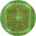 Square Medallion Green Traditional Rug, tr2915grn