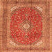 Serging Thickness of Medallion Orange Traditional Rug, tr2915org