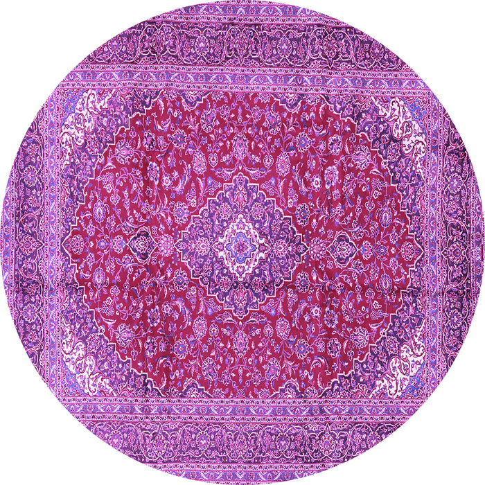 Round Medallion Purple Traditional Rug, tr2915pur
