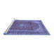 Sideview of Machine Washable Medallion Blue Traditional Rug, wshtr2915blu