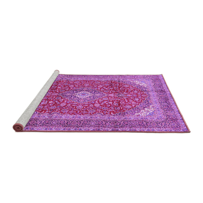 Sideview of Machine Washable Medallion Purple Traditional Area Rugs, wshtr2915pur