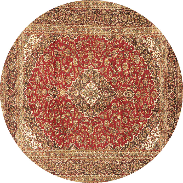 Round Medallion Brown Traditional Rug, tr2915brn