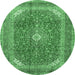 Round Medallion Emerald Green Traditional Rug, tr2915emgrn