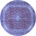 Round Medallion Blue Traditional Rug, tr2915blu