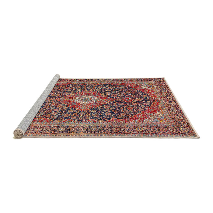 Sideview of Machine Washable Traditional Brown Red Rug, wshtr2916