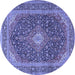 Round Medallion Blue Traditional Rug, tr2916blu