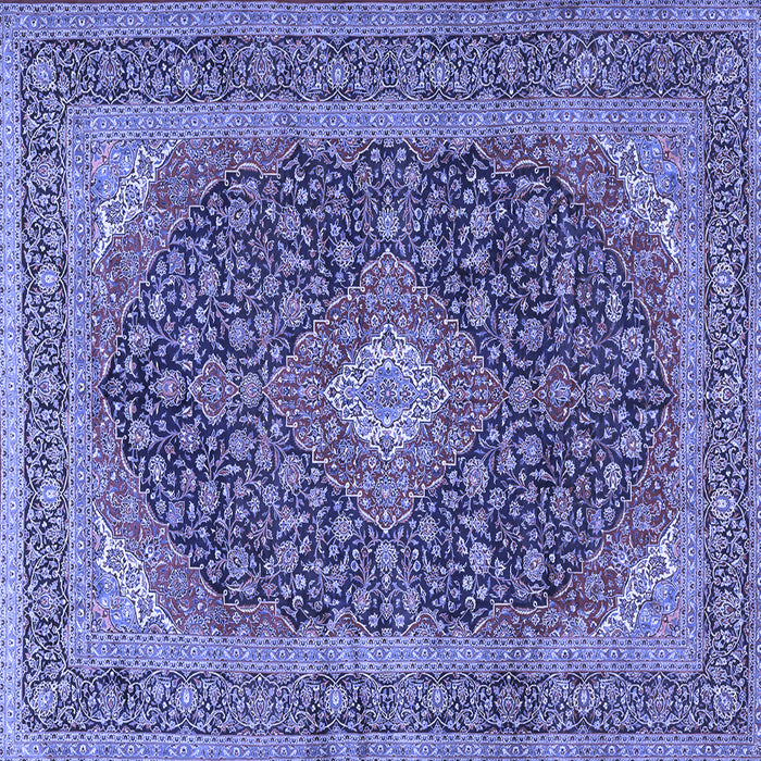 Square Machine Washable Medallion Blue Traditional Rug, wshtr2916blu