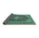 Sideview of Medallion Turquoise Traditional Rug, tr2916turq